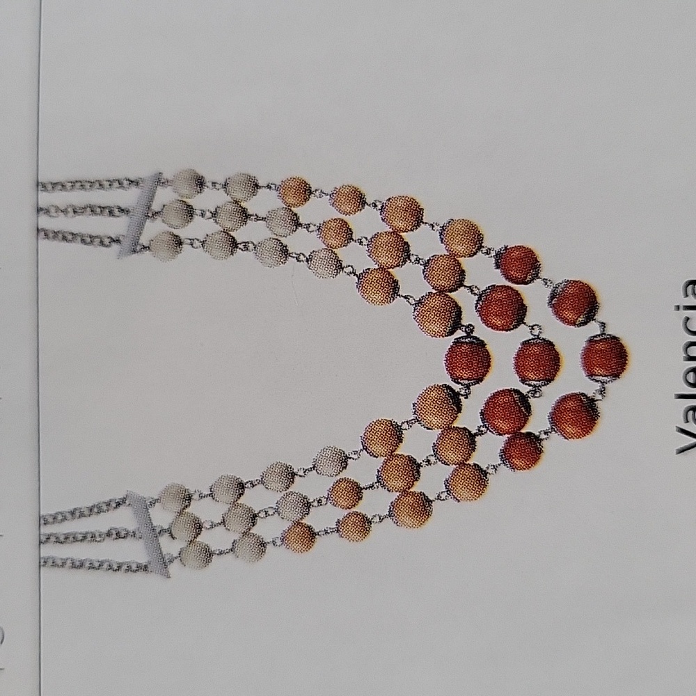 Lia Sophia Valencia 16-18" NIB orange peach cream beaded 3 strand necklace